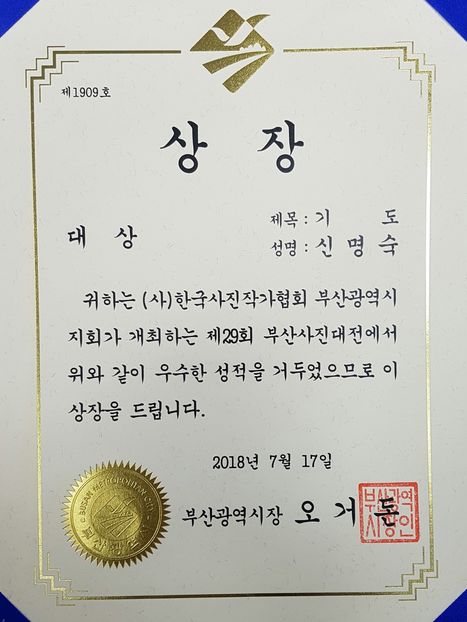 제29회 부산사진대전 대상 수상